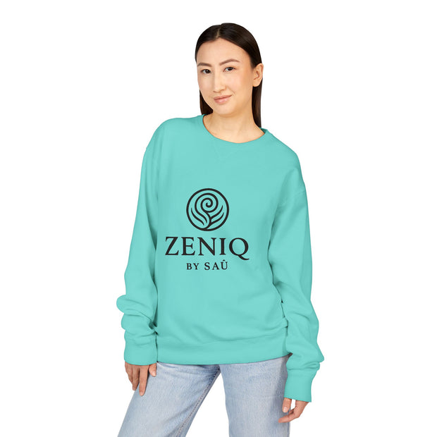 ZENIQBySAU | Zen Inspired Crewneck Sweatshirt, Unisex Garment Dyed Pullover, Comfortable Design, Ideal for Relaxation, Perfect Gift for Nature Lovers