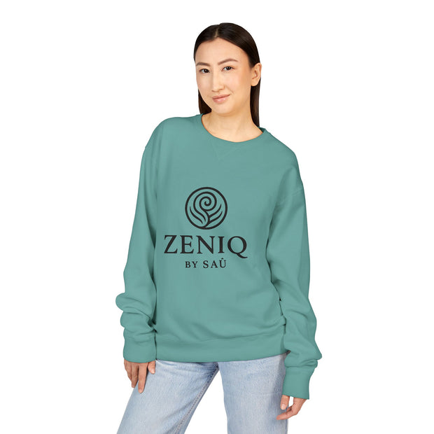 ZENIQBySAU | Zen Inspired Crewneck Sweatshirt, Unisex Garment Dyed Pullover, Comfortable Design, Ideal for Relaxation, Perfect Gift for Nature Lovers