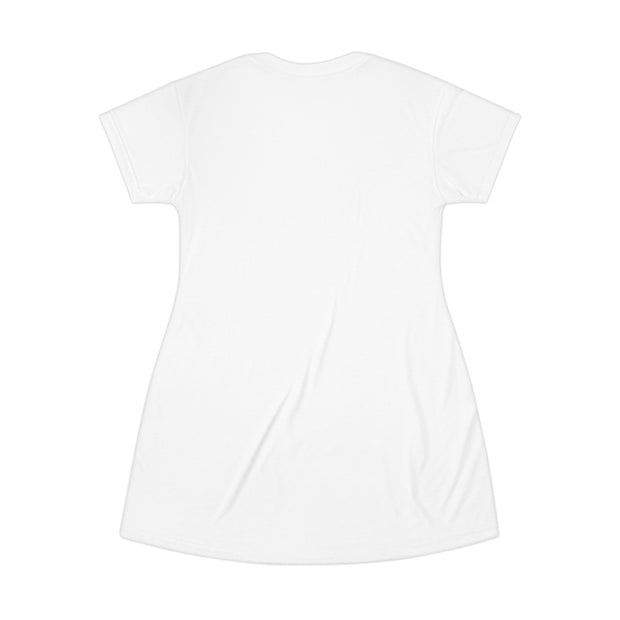 ZENIQ by SAÜ | Emotional Angel T-Shirt Dress - AOP, Casual Cool Dress, Feminine Statement Wear, Unique Artwork Dress, Gift for Art Lovers