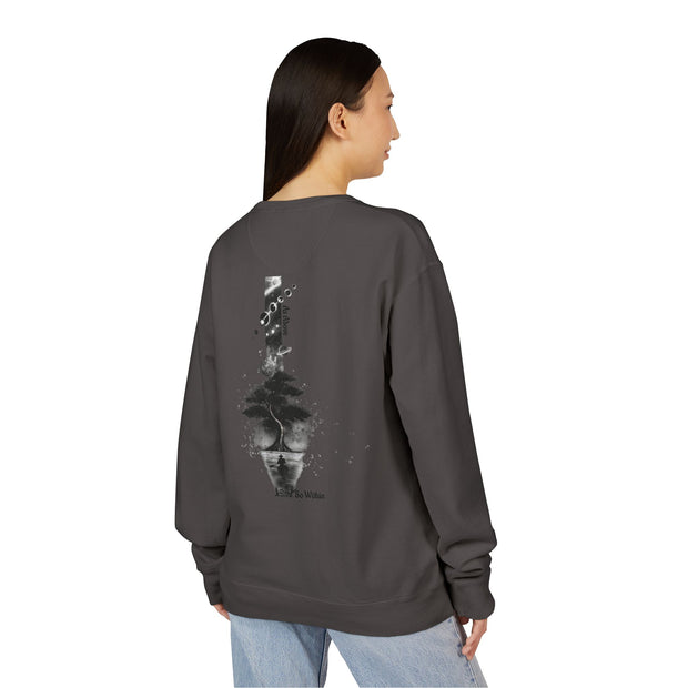 ZENIQBySAU | Zen Inspired Crewneck Sweatshirt, Unisex Garment Dyed Pullover, Comfortable Design, Ideal for Relaxation, Perfect Gift for Nature Lovers
