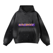 Vintage Wash Frayed Fleece Hoodie - 360 GSM