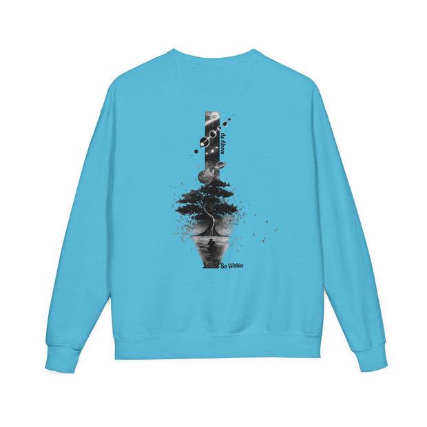 ZENIQBySAU | Zen Inspired Crewneck Sweatshirt, Unisex Garment Dyed Pullover, Comfortable Design, Ideal for Relaxation, Perfect Gift for Nature Lovers