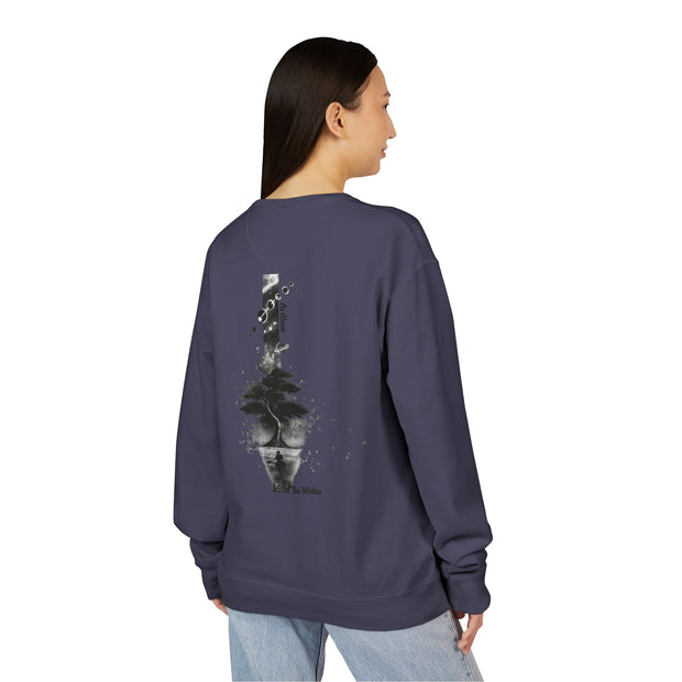 ZENIQBySAU | Zen Inspired Crewneck Sweatshirt, Unisex Garment Dyed Pullover, Comfortable Design, Ideal for Relaxation, Perfect Gift for Nature Lovers