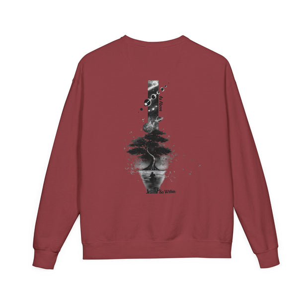 ZENIQBySAU | Zen Inspired Crewneck Sweatshirt, Unisex Garment Dyed Pullover, Comfortable Design, Ideal for Relaxation, Perfect Gift for Nature Lovers