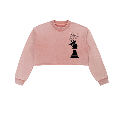 Snow Washed Raw Edge Cropped Sweatshirt