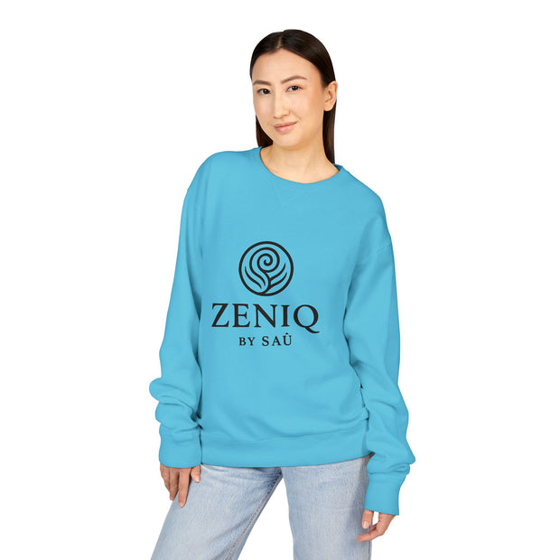 ZENIQBySAU | Zen Inspired Crewneck Sweatshirt, Unisex Garment Dyed Pullover, Comfortable Design, Ideal for Relaxation, Perfect Gift for Nature Lovers