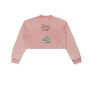 Snow Washed Raw Edge Cropped Sweatshirt