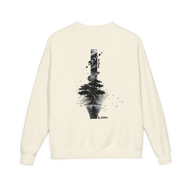 ZENIQBySAU | Zen Inspired Crewneck Sweatshirt, Unisex Garment Dyed Pullover, Comfortable Design, Ideal for Relaxation, Perfect Gift for Nature Lovers