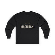 Minimalist Long Sleeve Tee with 'Magnitski' Design - Unisex Cotton Shirt, Casual Wear, Gift for Friends, Stylish Apparel, Everyday Comfort