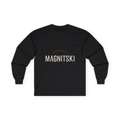 Minimalist Long Sleeve Tee with 'Magnitski' Design - Unisex Cotton Shirt, Casual Wear, Gift for Friends, Stylish Apparel, Everyday Comfort