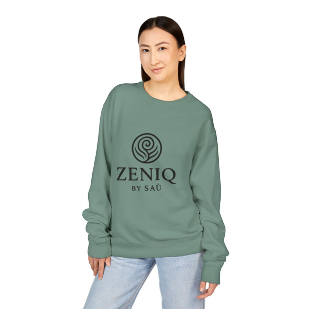 ZENIQBySAU | Zen Inspired Crewneck Sweatshirt, Unisex Garment Dyed Pullover, Comfortable Design, Ideal for Relaxation, Perfect Gift for Nature Lovers