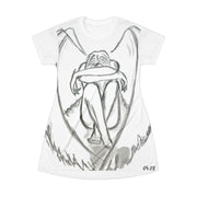 ZENIQ by SAÜ | Emotional Angel T-Shirt Dress - AOP, Casual Cool Dress, Feminine Statement Wear, Unique Artwork Dress, Gift for Art Lovers
