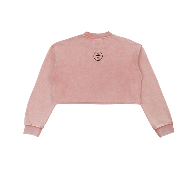 Snow Washed Raw Edge Cropped Sweatshirt